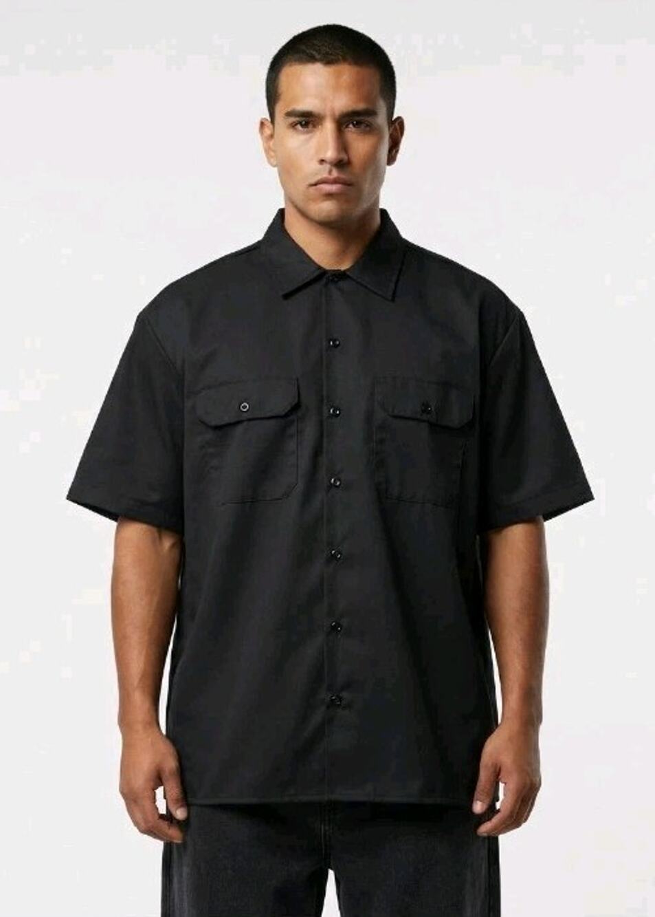 Dickies NEW PKG Black Classic Buttoned Original Short Sleeve Work Shirt Mens Med